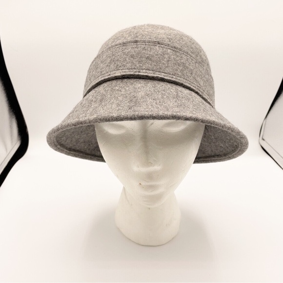 Gray Wool Hat With Button Detail - Picture 1 of 7